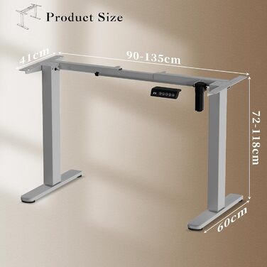 Електричний підйомний механізм для столу 2-ступеневий з пам'яттю, регульовані ніжки, сідайте-стоячи, сірий колір