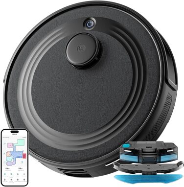 Робот-пилосос LEFANT M2 з функцією миття, LiDAR-навігацією, зоною заборони, потужністю 6000Pa, часом роботи 140хв, багатоступеневим картуванням, для видалення шерсті тварин, килимів та твердих поверхонь (M2-B)