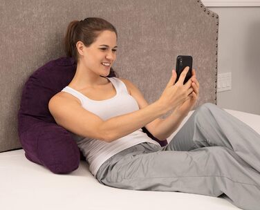 Підголовник Deluxe Comfort з мікровелветовим покриттям чорного кольору – найкращий подушковий релакс для читання в ліжку, фіолетовий, 38 x 20 x 66 см