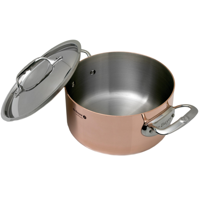 De Buyer Prima Matera 28 cm / 8L Copper Induction Stockpot with Lid (6242.28)