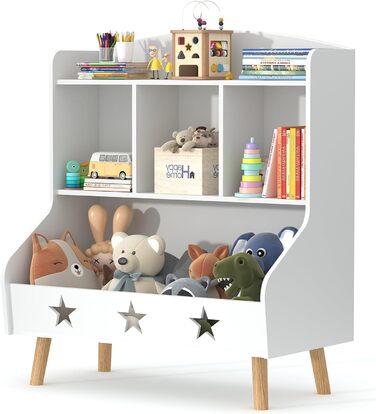 Дитяча полиця для іграшок та книг Garden 4 you, полиця для дитячої кімнати з 3 відкритими секціями, 60x30x63 см (білий)