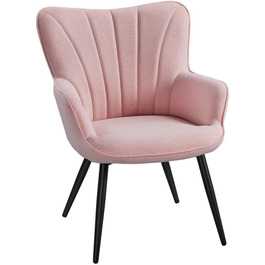 Крісло для відпочинку Yaheetech, металевий каркас, м'яке крісло, 63,5 x 68,5 x 84 см, рожевий