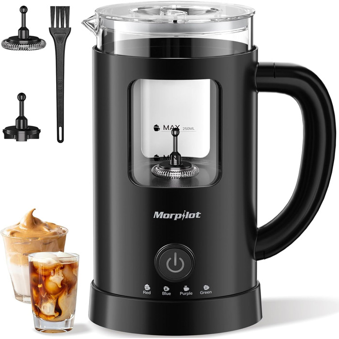 Електричний піноутворювач для молока Morpilot 4-в-1, 550W, 600мл, чорний