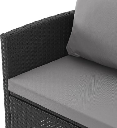 Садовий набір Gartensitzgruppe SVITA Dallas з поліротангу, 4 предмети: 2 крісла, диван на 2 місця, стіл, чорний. Комплект вуличних меблів зі сталевим каркасом та подушками