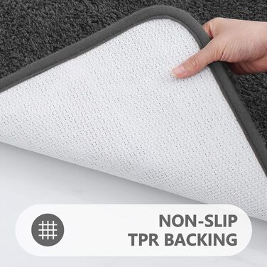 Набір килимків для ванної кімнати Homaxy (2 шт.) – антиковзаючі, м'які, з високим ворсом, мікрофібра, сірий (41 x 61 см + 51 x 76 см)