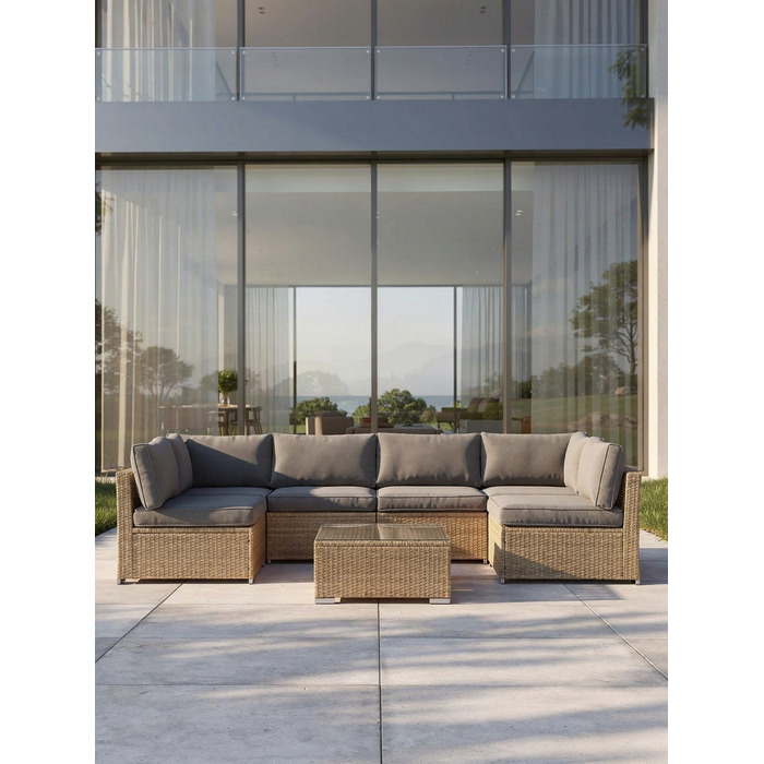 Комплект садових меблів із техноротанга MTG Trade Group, бежевий, 7 предметів