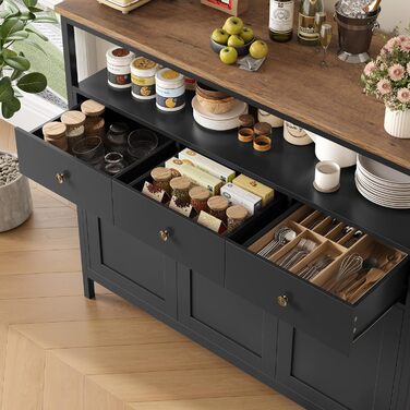 FirFurd Комод-тумба у вітальню, кухню, їдальню. Білий комод з 3 висувними ящиками та 3 дверцятами, регульована полиця, 108x38x98,5 см