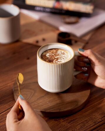 Набір тарілок Star 12 предметів для 4 осіб, керамічний посуд, стійкий до подряпин, для мікрохвильовки та посудомийної машини (Капучино, чашки 355 мл, 6 шт)