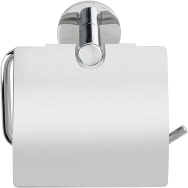 Тримач для туалетного паперу WENKO з кришкою Isera, тримач з квадратної труби та литого цинку, без іржі, для кріплення без напруги без свердління з адгезивною системою UV-Loc, 13,5 x 13 x 7 см, хром