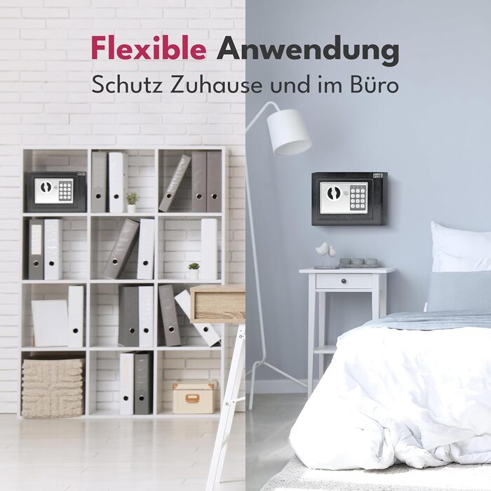 Сейф для дому LEBENLANG 5L з вогнестійким кишеням та запасним ключем | Сейф для грошей, документів, цінностей | Настінний сейф, шафка-сейф