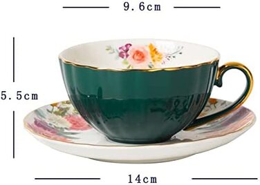 Набір чашок і блюдців для кави XNSHUN, керамічна чашка, порцелянові Чайні сервізи, чашка для кави, чаю і молока, придатна для миття в посудомийній машині, з блюдцем і кавовою ложкою (стиль а)