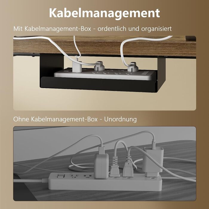 Регульований стіл, 180x80 см, електричний стоячий стіл з двома моторами, сенсорна панель, USB-A, кабелеуправління, стільниця 25 мм, ергономічний офісний стіл, білий (180 x 80 см, коричневий)