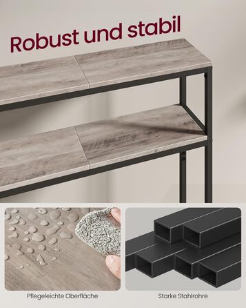 Консоль VASAGLE - вузький столик для вітальні/коридору з 2 ящиками, 20 x 100 x 80 см, сіро-чорний, LNT131B22