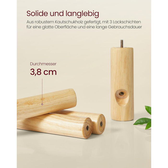 Стійка для одягу VASAGLE, дерев'яна, з 8 гачками, для передпокою, RCR010B01 (Капучино-бежевий)