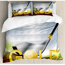 Набір підковдр для гольфу для односпальних ліжок, Sportive ActivityКлючка для гольфу, захист від алергії на кліщів з наволочкою, 230 x 220 см - 70 x 50 см, гірчичний шоколад 230 x 220 см - 70 x 50 см Гірчичний шоколад