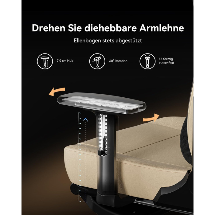 Ігровий крісло AutoFull C3 з ергономічним дизайном | Крісло з регульованими підлокітниками, підставкою для ніг, подушкою для голови та попереку | Макс. навантаження 150 кг | Зручна тканинна оббивка (Колір: Коричневий)