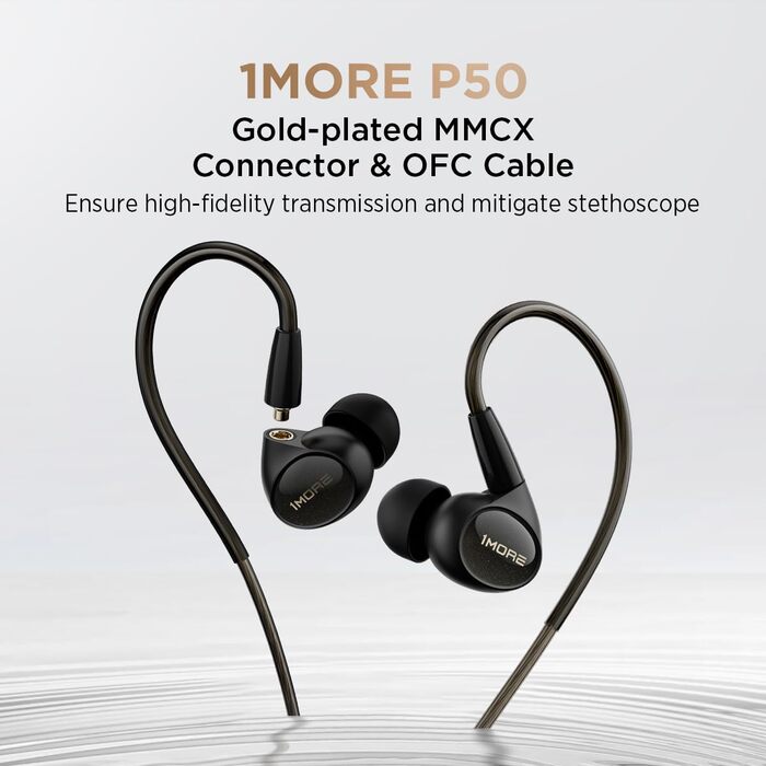 Навушники 1MORE P50 з MMCX кабелем, Hi-Res Audio, 3.5mm, глибокий бас, мікрофон, керування, для музики та ігор