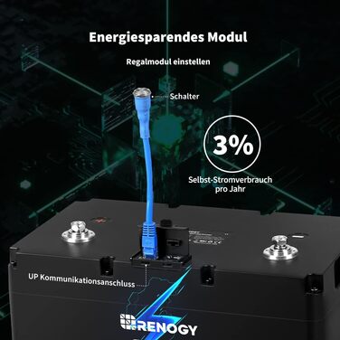 Літієва батарея Renogy LiFePO4 12V 100Ah з Smart BMS - 10 років терміну служби, для автофургонів і кемпінгу