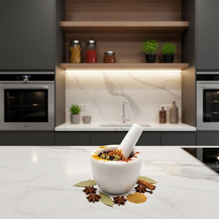 Relaxdays - Млинок для спецій з пестиком з мармуру