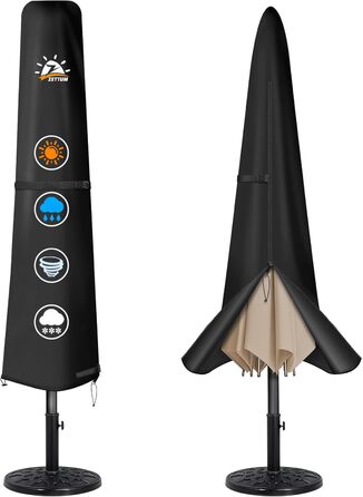 Захисний чохол для парасольки Zettum, 3-4 м, водонепроникний, 600D Oxford PU, UV-стійкий, для саду, 260x42x81/56 см