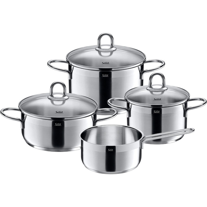 Набір каструль Silit Diamant Topfset Induktion 4-teilний: нержавіюча сталь, склокришка, індукційне дно