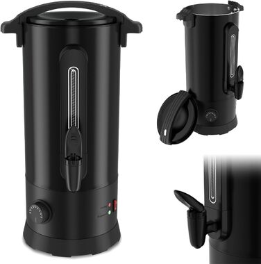 Глювайнер Cecaylie 10L: Електричний диспенсер для глінтвейну з нержавіючої сталі, з термостатом, краном та індикатором рівня, чорний