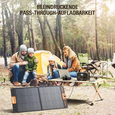 Портативна електростанція 500W (пікова 1000W), 519Wh сонячний генератор для кемпінгу, риболовлі, подорожей, резервне живлення, 2 розетки 230V AC, 10 портів