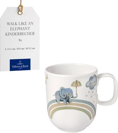 Дитячий набір посуду Villeroy & Boch Boho Kids 'Walk like an elephant' (3 шт.) – блакитний, преміум-посуд для дітей, миття в посудомийній машині, безпечний для мікрохвильовки, з зображенням слона та лінивця