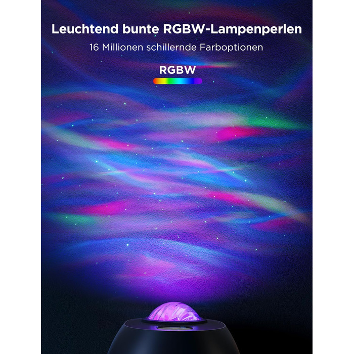 Проєктор зоряного неба Govee RGBW Aurora: Лампа, 52 сцени, таймер, 18 шумів, сумісність з Alexa Matter, для дитячої кімнати та спальні