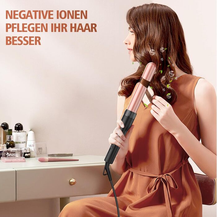 Набір для завивки волосся BESTOPE PRO 5 в 1 з LED-дисплеєм: 3 насадки, регулювання температури, рукавичка, 2 кліпси, рожеве золото