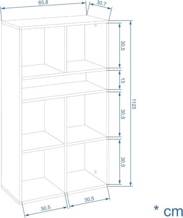 Книжкова шафа Стояча полиця Куб Полиця Офісна полиця 65.8x30.7x112.5 см для дитячої кімнати/вітальні