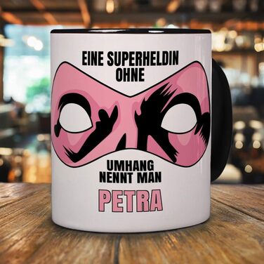 Кружка з іменем Петра - Супергерої без плаща - Іменна кружка, чашка для кави - Чорна