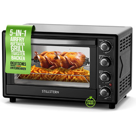 Міні-піч Stillstern 35л з конвекцією, Pizza Ø28, CYCLONE PRO+ антипригарне покриття, функція розморожування, таймер 2год, для кемпінгу, гриль з насадкою для шашлику