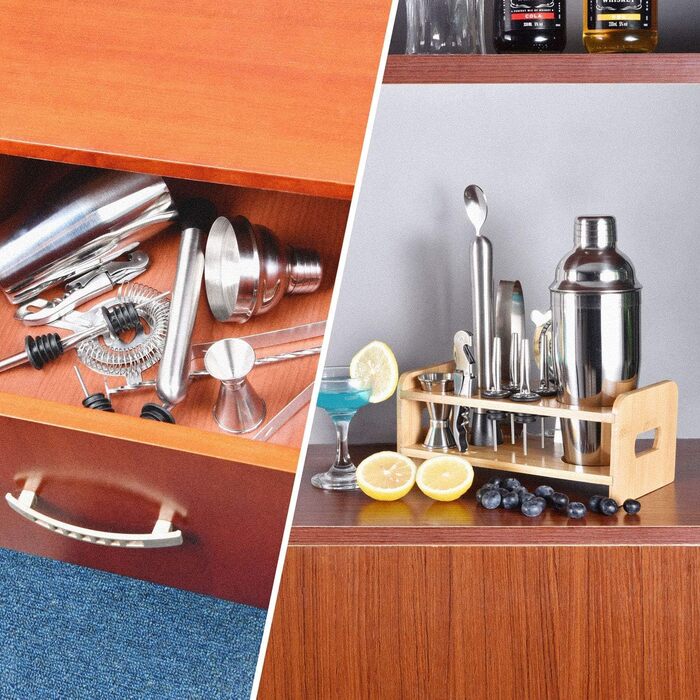 Набір шейкер для коктейлів Esmula 750 мл, 12 предметів, нержавіюча сталь, професійний барменський набір, інструменти для приготування коктейлів вдома