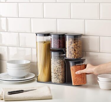 Набір Joseph Joseph з 5 контейнерів для зберігання продуктів у холодильнику, герметичні, сірі, з функціональним тримачем