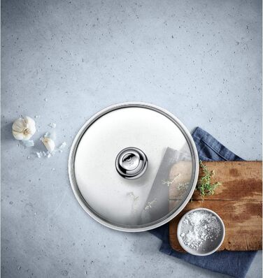 Скляна кришка для сковороди WMF 28 см, термостійке скло з металевим ручкою, підходить для посудомийки