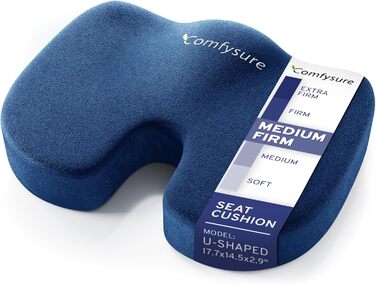 Подушка для сидіння ComfySure з піною з пам'яті знімний мікрофібровий чохол – для кухонних, офісних стільців та авто, синій морський колір