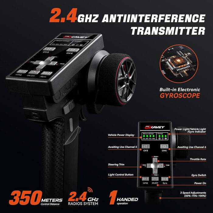 Швидкісний RC автомобіль 1/12 для дорослих, 50 миль/год, Brushless, Drift, 4WD RTR, з гіроскопом, помаранчевий