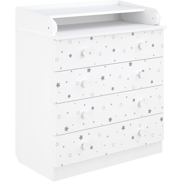 Комод для переодягання Shefa Kids Wickelkommode 800 білий - якісний комод з пеленальним столиком для дитячої кімнати (Sternenlicht)