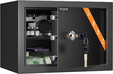 Сейф Safe Tresor з ключем WASJOYE для дому/офісу, великий настінний сейф з 2 ключами для грошей, прикрас, ліків та документів (45*35*31см, 19л)
