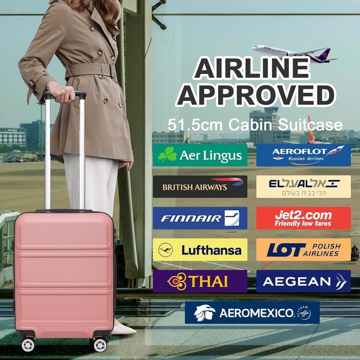 Валіза KONO 24 дюйми з TSA-замком, ABS, 4 колеса, 65×44×25.5 см, набір 3 шт.