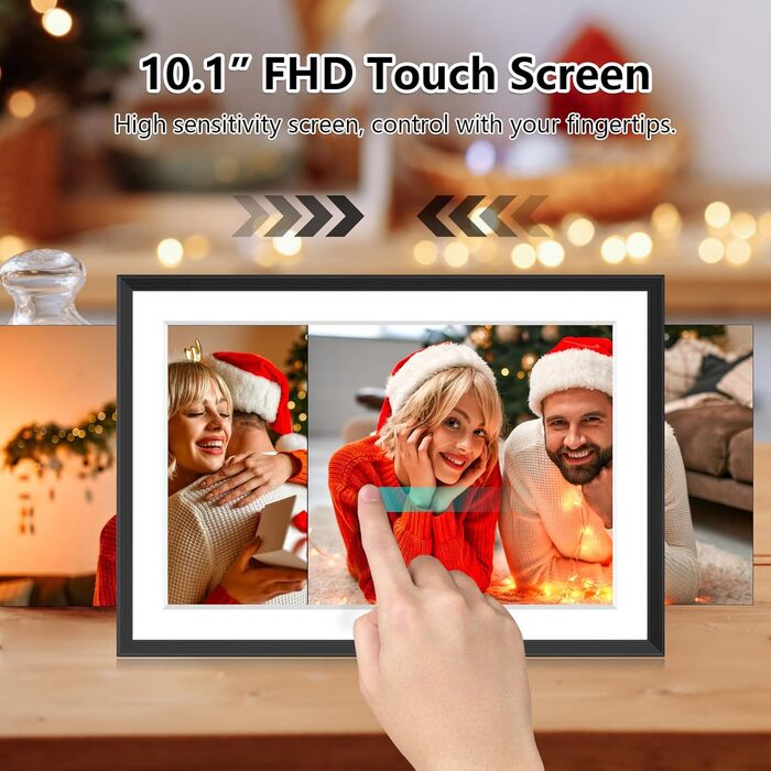 Цифровий фоторамка FRAMEO з Wi-Fi, 32GB, 10.1 дюйма, сенсорний екран, автоповорот, датчик руху, Frameo App для обміну фото з будь-якого місця