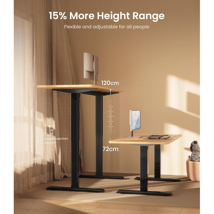 Електричний стіл MAIDeSITe з регулюванням висоти, 2 ніжки, 4 пам'яті, T1 Pro (Чорний)