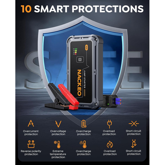 Powerbank для запуску двигуна 7000A - запуск авто, SUV, мотоцикла, вантажівки. 12V, LED ліхтарик, кабель для підключення