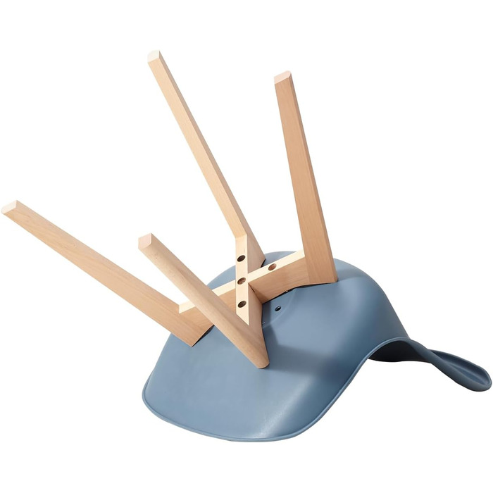 Обідні стільці скандинавського стилю, ретро-дизайн, м'які, для кухні/офісу, з масивних букових ніжок (набір 6 шт., темно-синій)