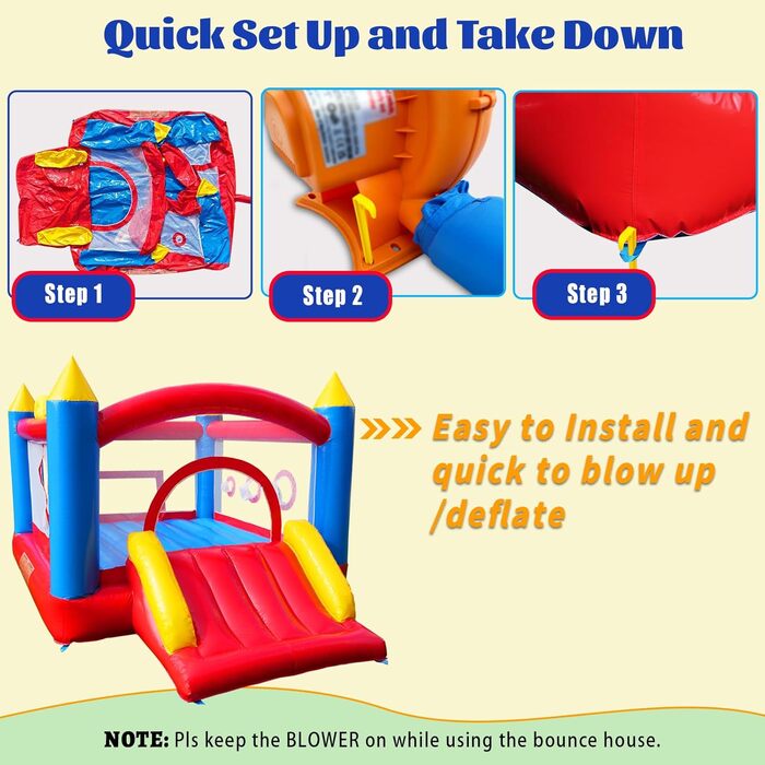 Надувний батут для дітей з насосом, міцний матеріал, для 3-4 дітей, 315x245x194 см (PVCSZ)