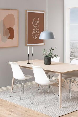 AC Design Furniture Emanuel: 2 стільці для обідньої зони, PU/Метал, 48,5x85,5x54 см, Білий/Хром