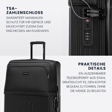 Набір валіз WITTCHEN AXIS 3 шт. | Чорний | ABS+Нейлон | Ручна поклажа M L | TSA замок, телескопічна ручка, 360° колеса