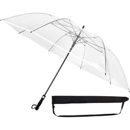 Зоряна іскра парасолька дуже велика XXXL Ø150 см прозора, зручна застібка, з чохлом для перенесення, автоматична, ідеально підходить як прозорий парасольку партнера, весільна парасолька або парасолька для гольфу - край білий