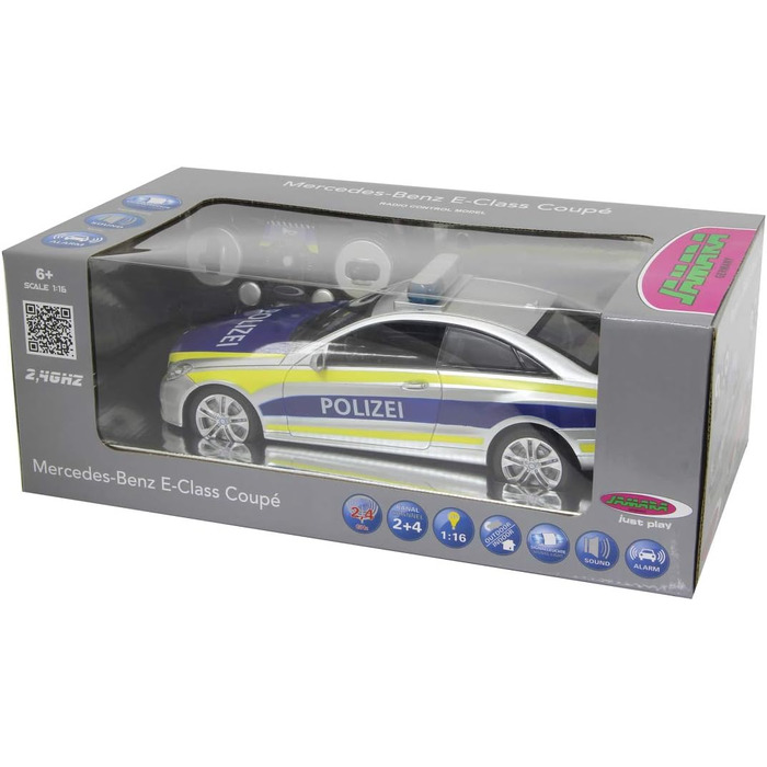 Модель Mercedes-Benz E350 Coupe 1:16 JAMARA 410023, 2.4GHz, світло-звукові ефекти (сирена, сигналізація, блимання, 4 швидкості)